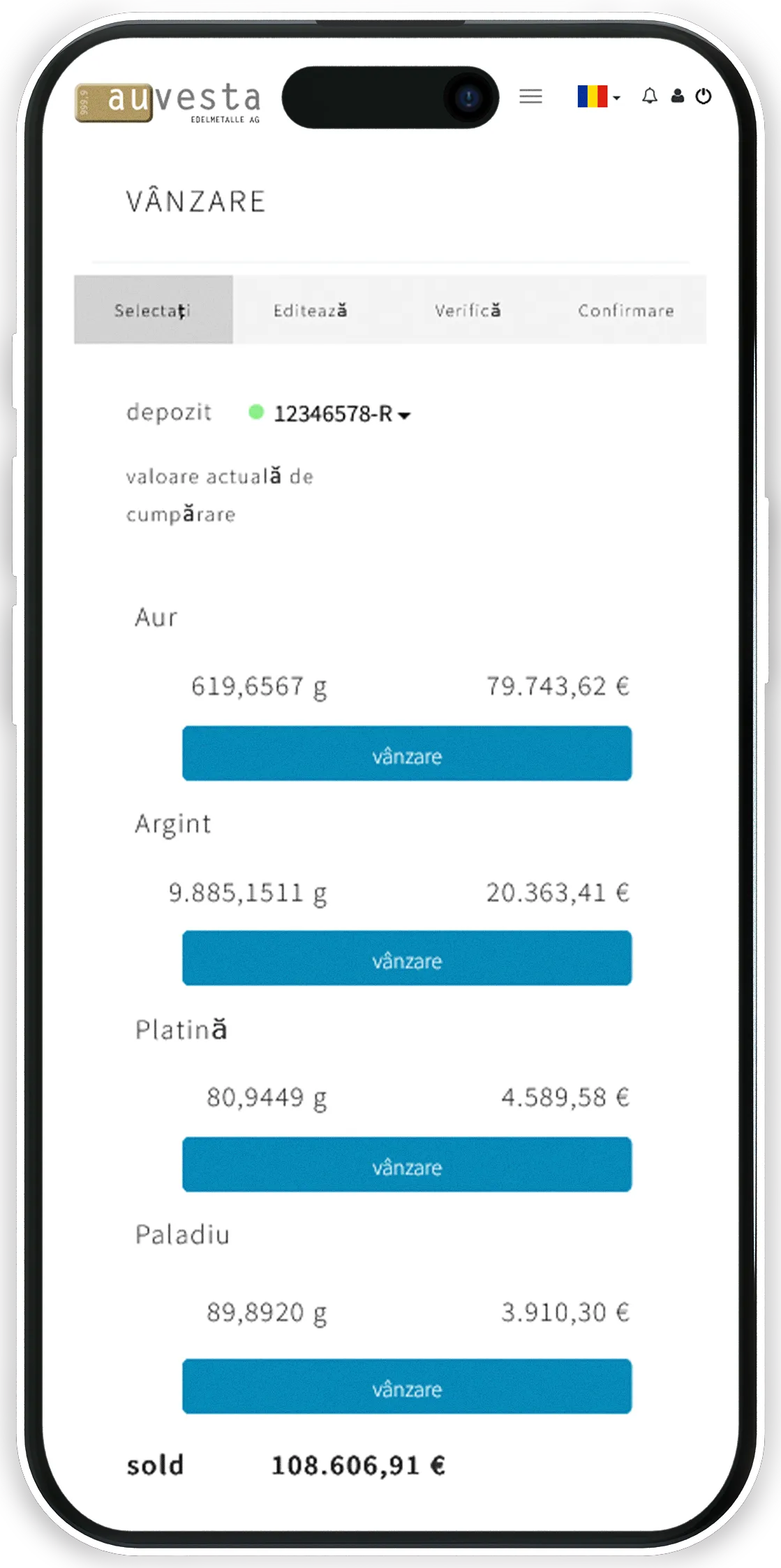 Vânzare - Puteți vinde aur peste tot în lume, online, la valori exacte, de cent.